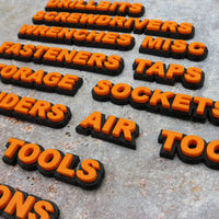 12pc. Custom Magnetic Toolbox Labels for Workshop Drawers & Equipment