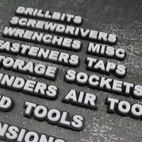 12pc. Custom Magnetic Toolbox Labels for Workshop Drawers & Equipment